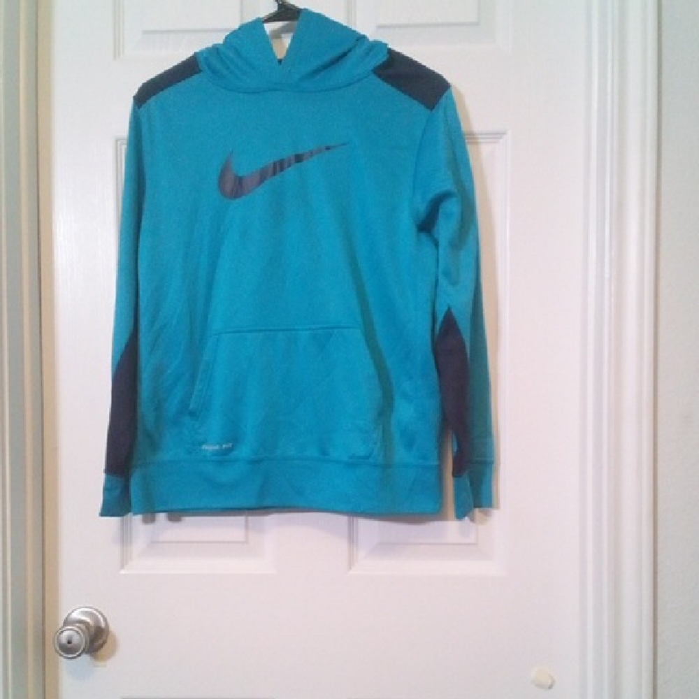 Nike Men's Teal and Black Hoodie